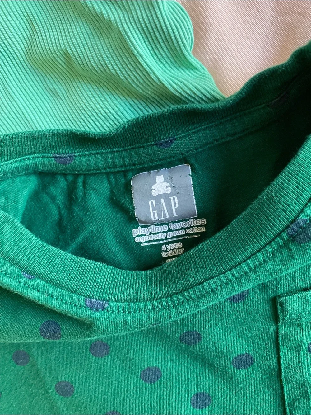 GAP Girls Green Polka Dot Tee + Mint Ribbed Flutter Sleeve Tee